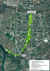 Detailansicht Grünzug mit Attraktionen