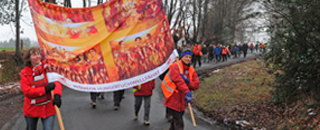 Wallfahrt im Zeichen des Hungertuches mit dem Ziel Berlin.  Bild: kna-bild/MISEREOR