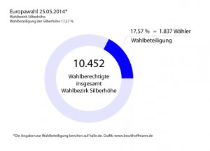 Grafik zur darstellung der Wahlbeteiligung bei der Euro-Wahl 2014 auf der Silberhöhe